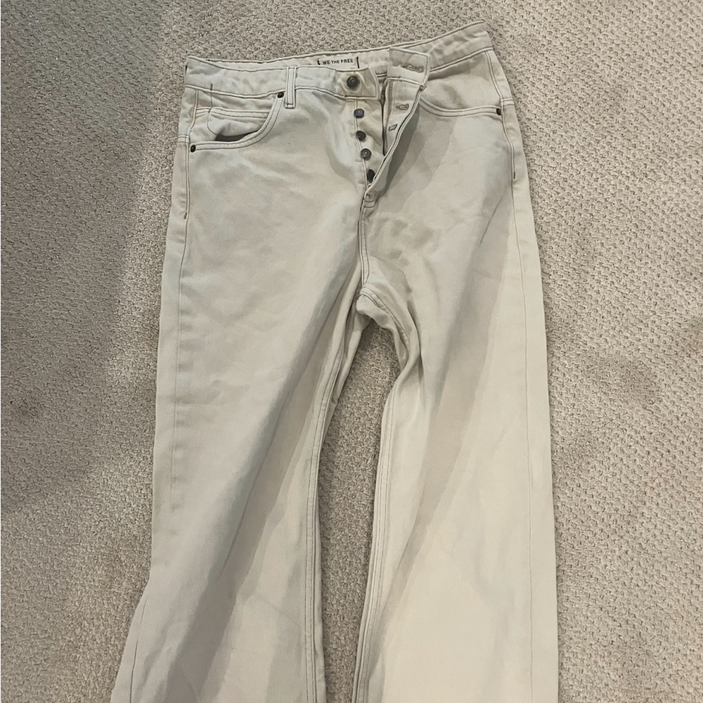 Free People Mid-Rise Off-White Jeans (baggy)